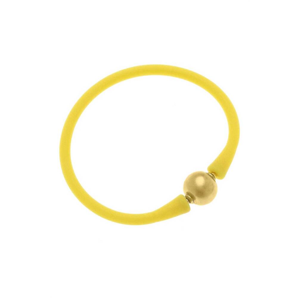 NEW CANVAS STYLE kids' bali 24k gold plated ball bead silicone bracelet in yello